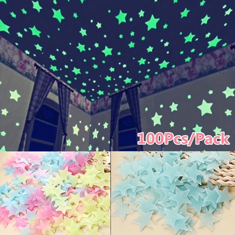 Glow In Dark Stars - 100pcs/pack Bedroom Fluorescent Glow In The