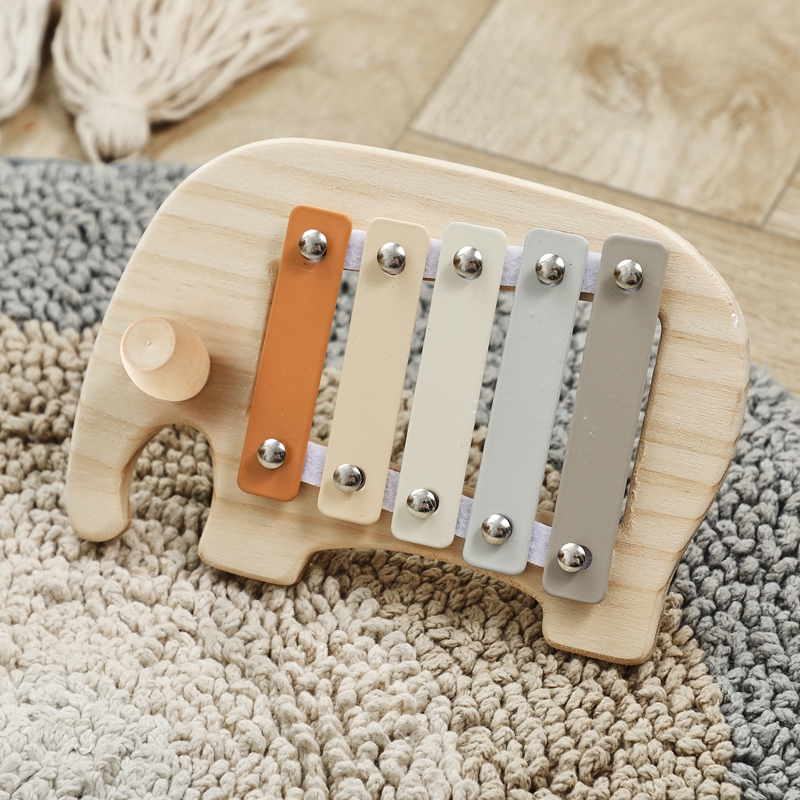 Kids Toys Xylophone - Montessori Wooden 5 Tones Multicolor Xylophone