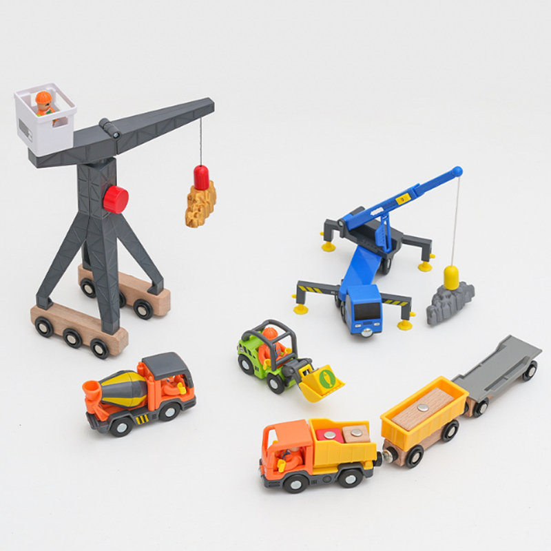 Toy Train Track Set - Wooden Construction Crane Toy Set Wooden