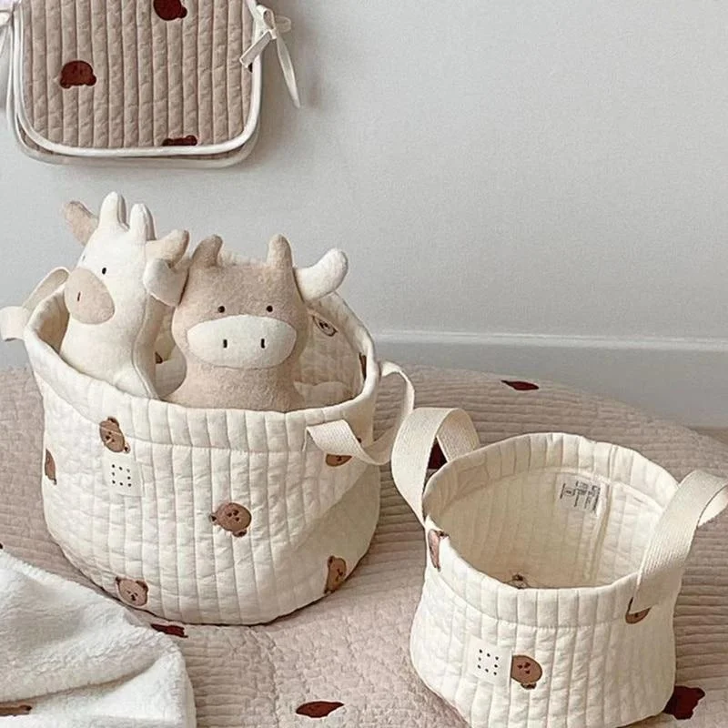 Cute Bear Embroidery Diaper Ba - Kids Toys Basket recensione e prezzo