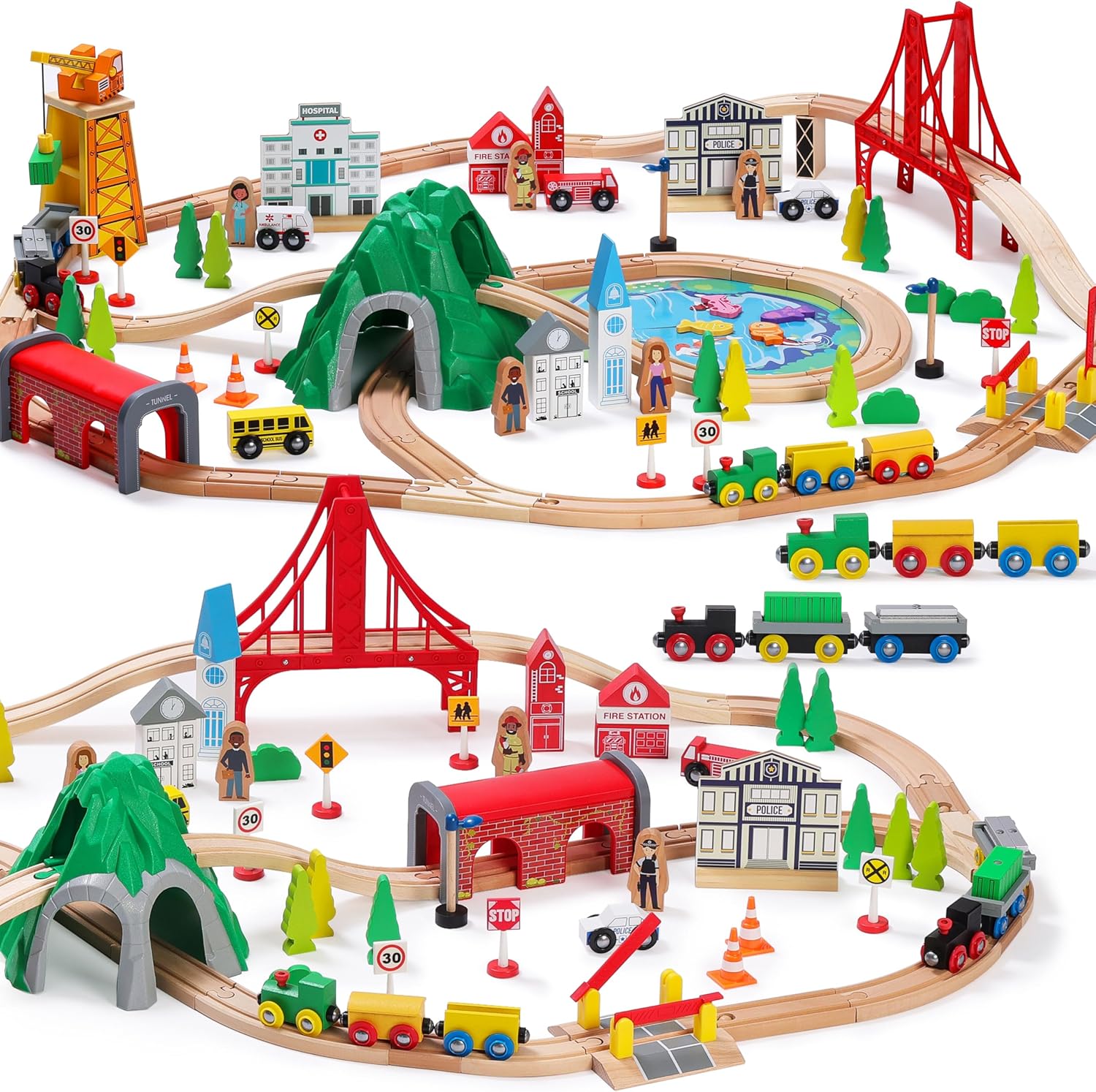 112-Piece Wooden Train Set for - Toy Train Track Set recensione e prezzo
