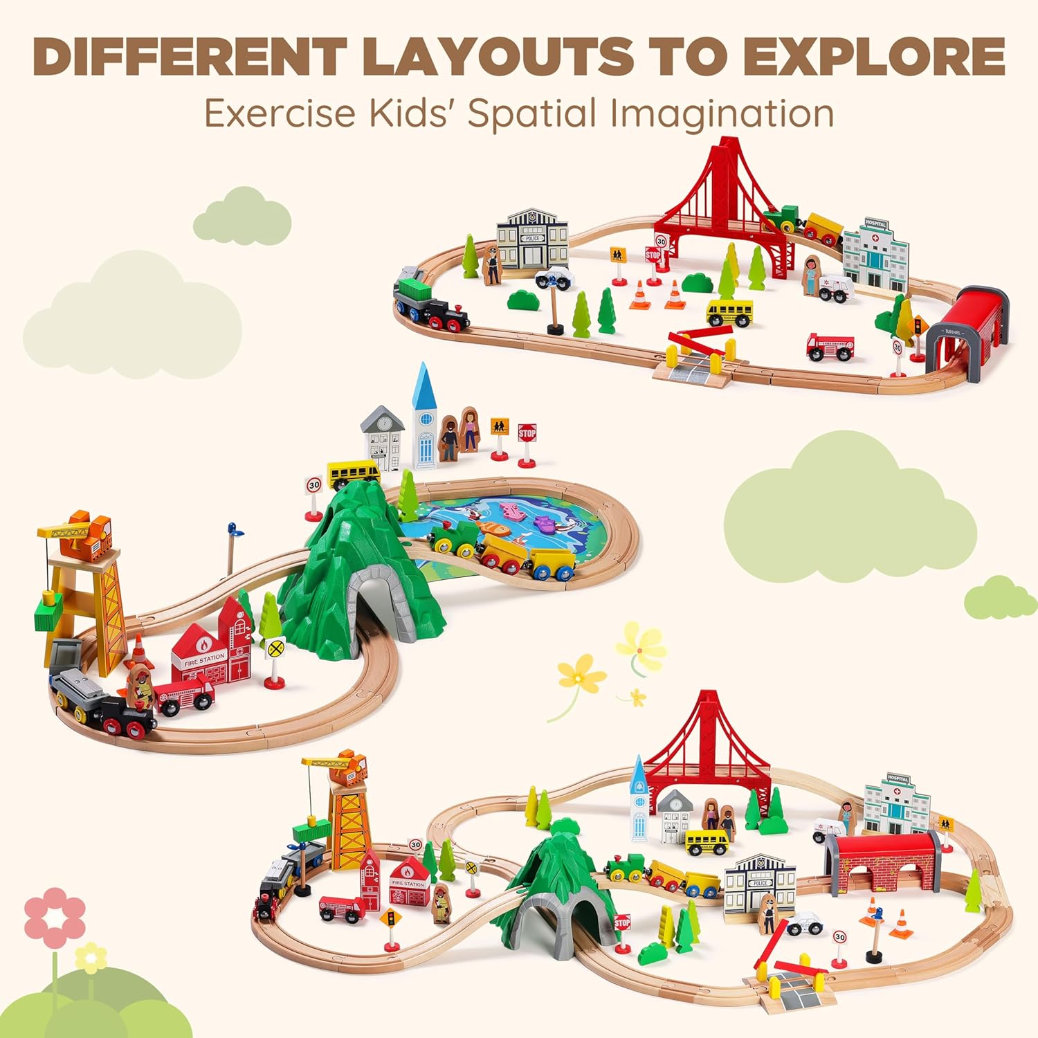 112-Piece Wooden Train Set for - Toy Train Track Set recensione e prezzo