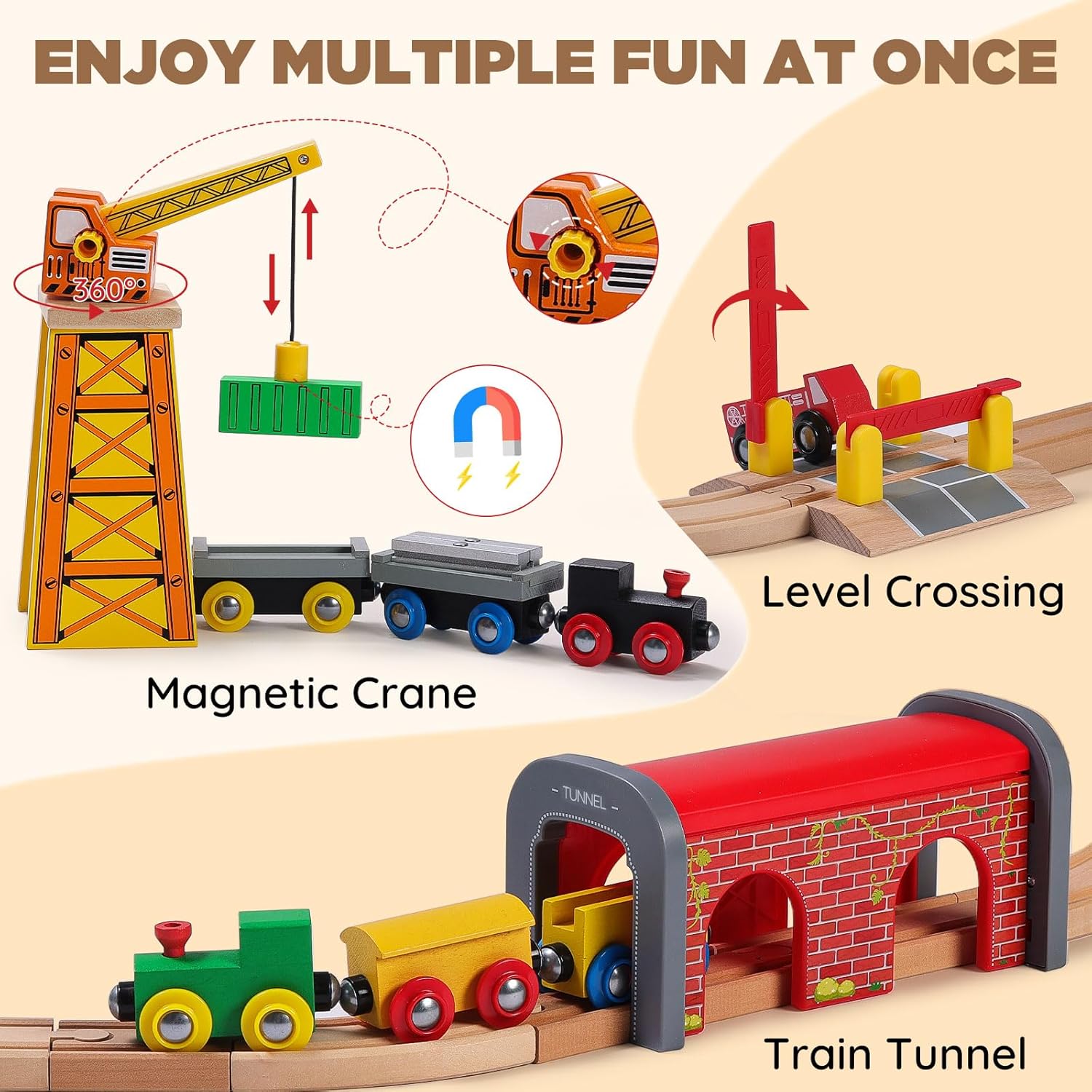 112-Piece Wooden Train Set for - Toy Train Track Set recensione e prezzo