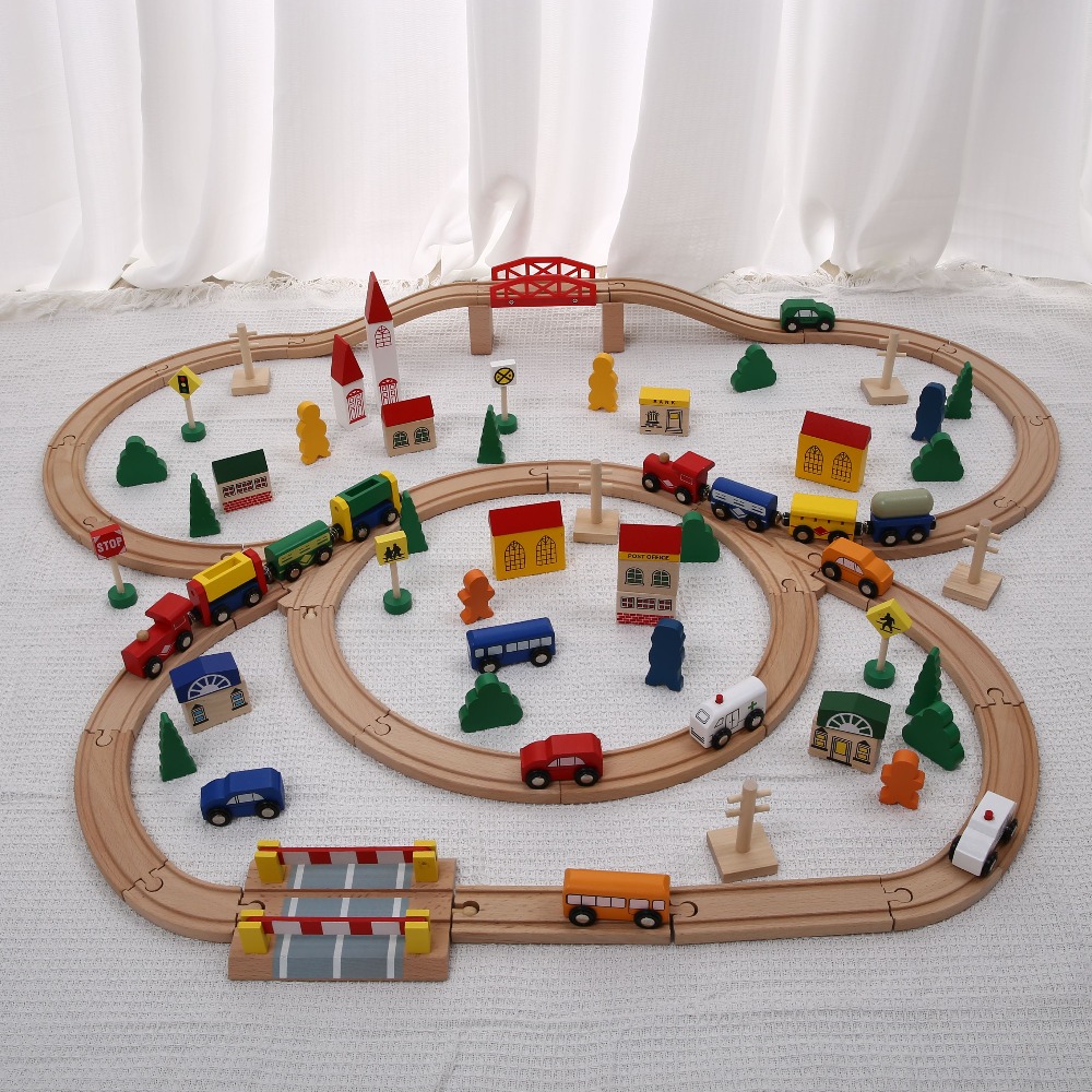 Wooden train set with track sl - Toy Train Track Set recensione e prezzo