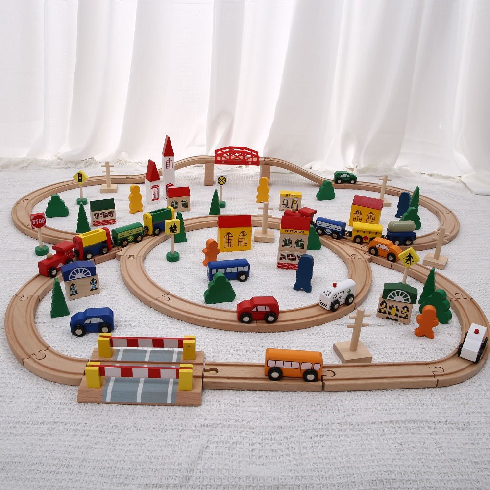 Wooden train set with track sl - Toy Train Track Set recensione e prezzo