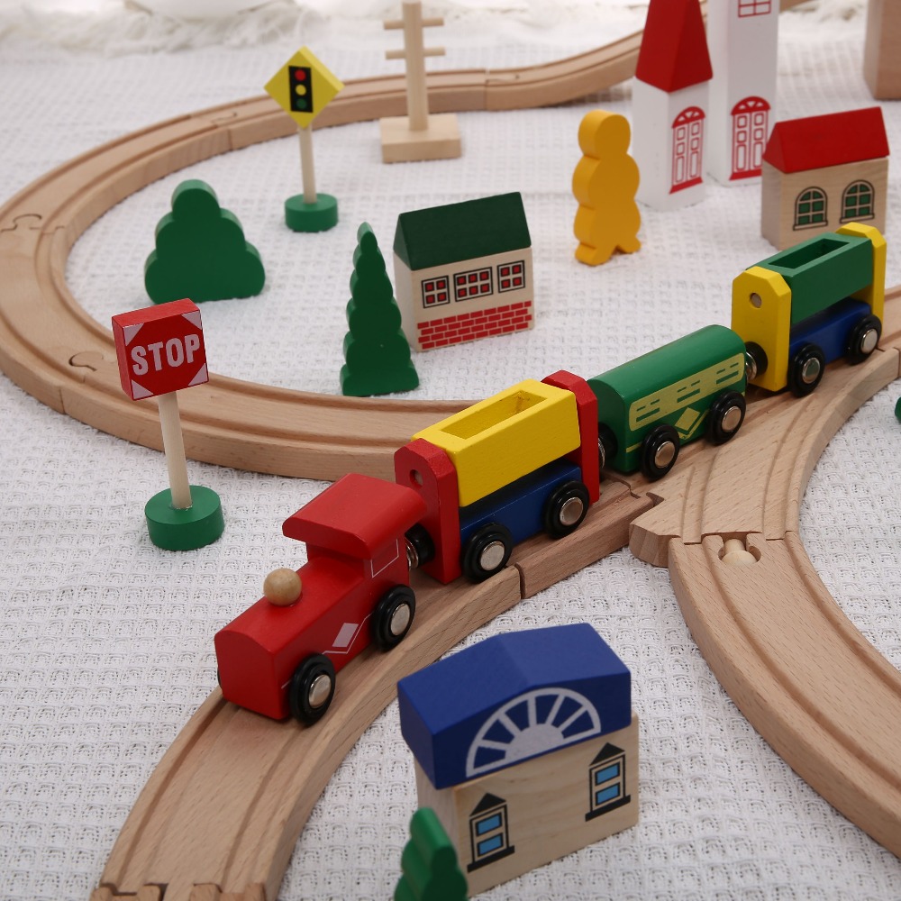 Wooden train set with track sl - Toy Train Track Set recensione e prezzo