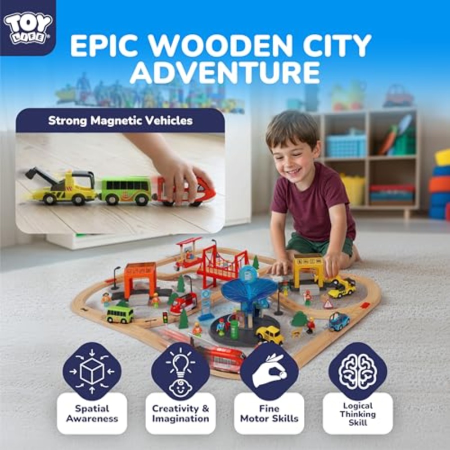 Wooden train set for toddlers  - Toy Train Track Set recensione e prezzo