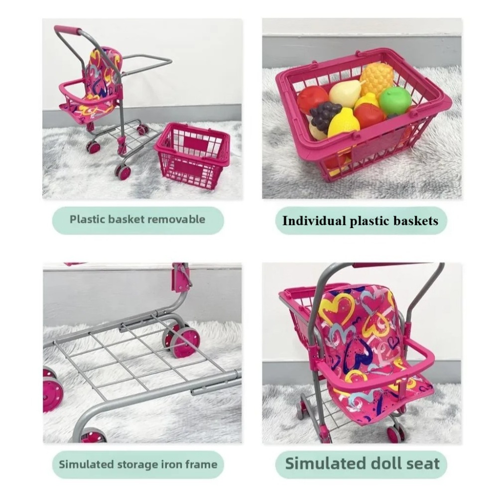 Baby Doll Shopping Cart for Gi - Kids Toys Basket recensione e prezzo
