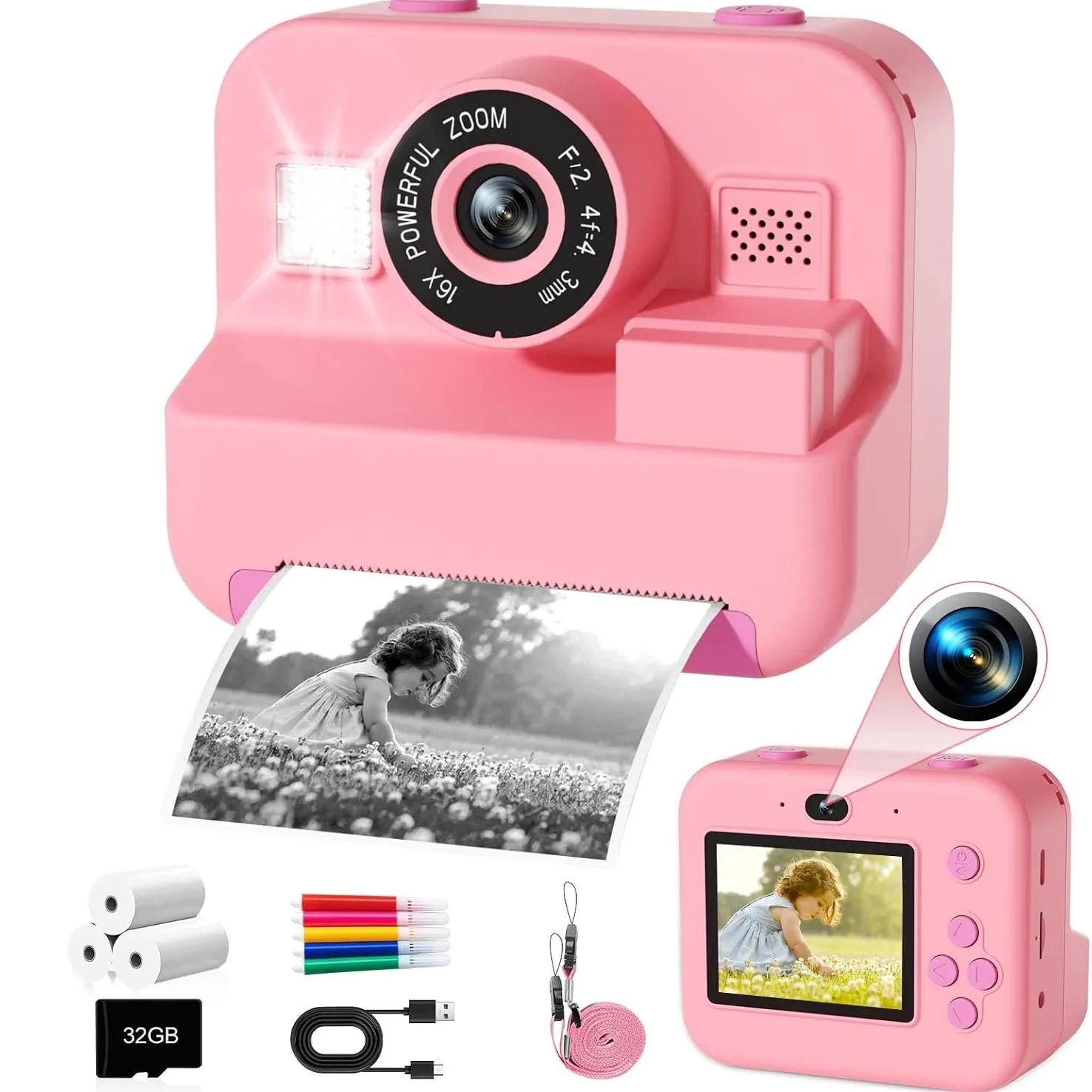 newInstant Print Camera With 3 - Kids Toys Top View recensione e prezzo